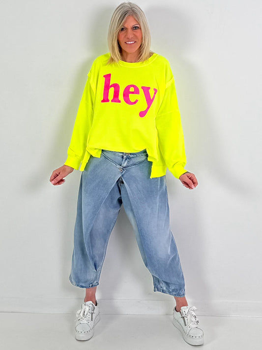 Sweater Modell "hey" - neongelb