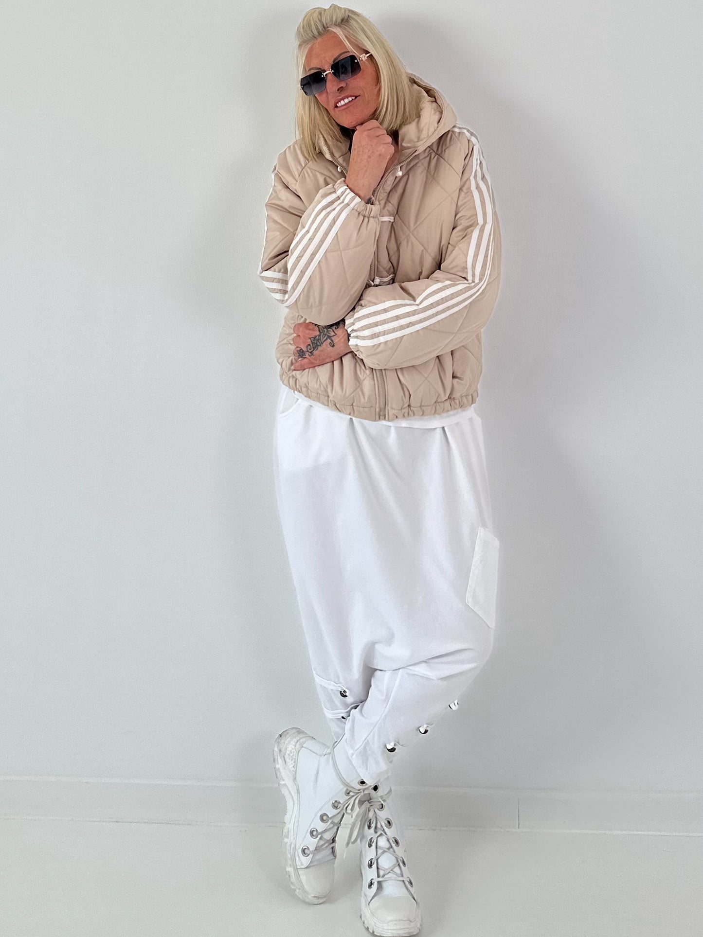 Bomberjacke mit Kapuze - beige