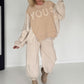 Sweater with knitted inserts - beige