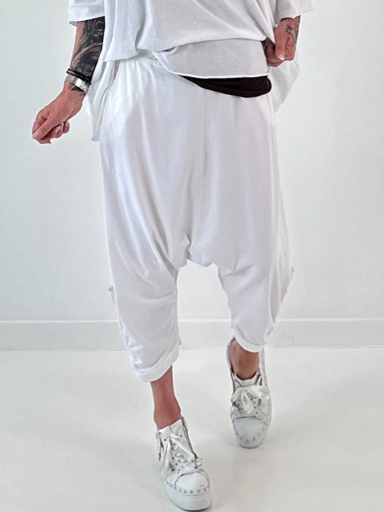 Sweatshirt Baggy met pijpverzameling - wit