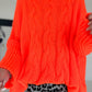 Pullover mit Stulpenärmeln und Zopfmuster - neonorange