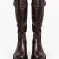 Statement-Stiefel in Lederoptik mit Nieten - mokka
