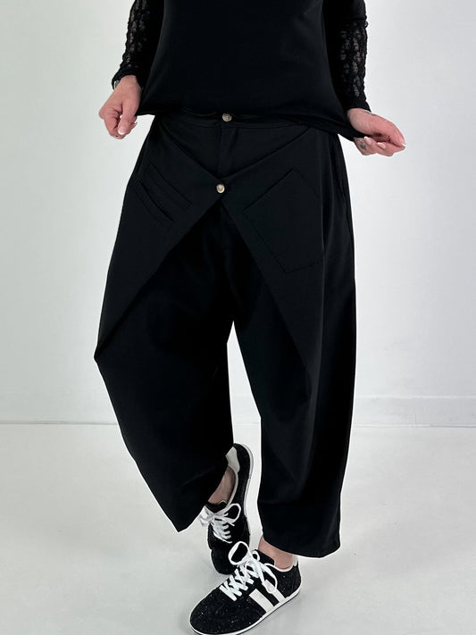 Hose mit Überwurf - schwarz