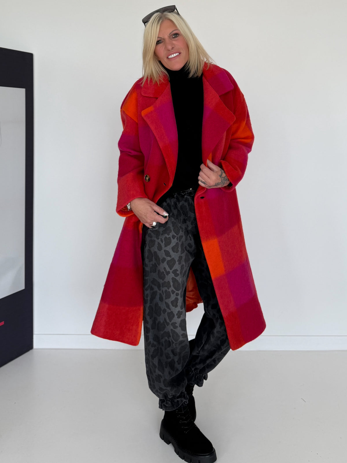 Mantel im Color-Block-Muster - mehrfarbig