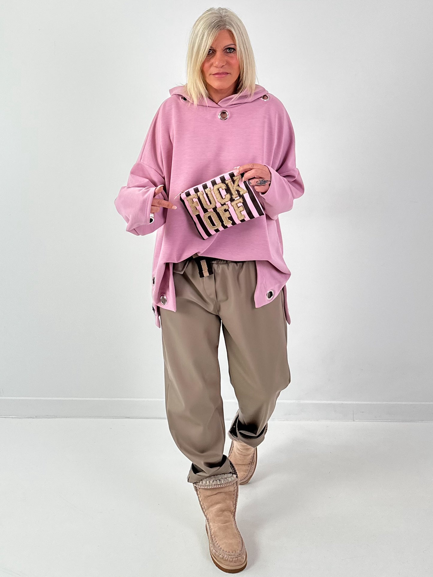 Mini clutch model "Mini Tude" - pink-mocha-beige