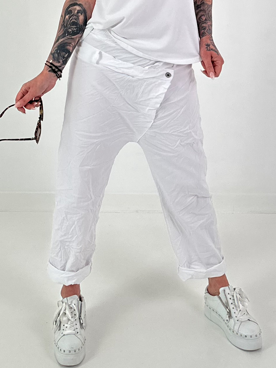 Baggy Hose im Layering Look - weiss