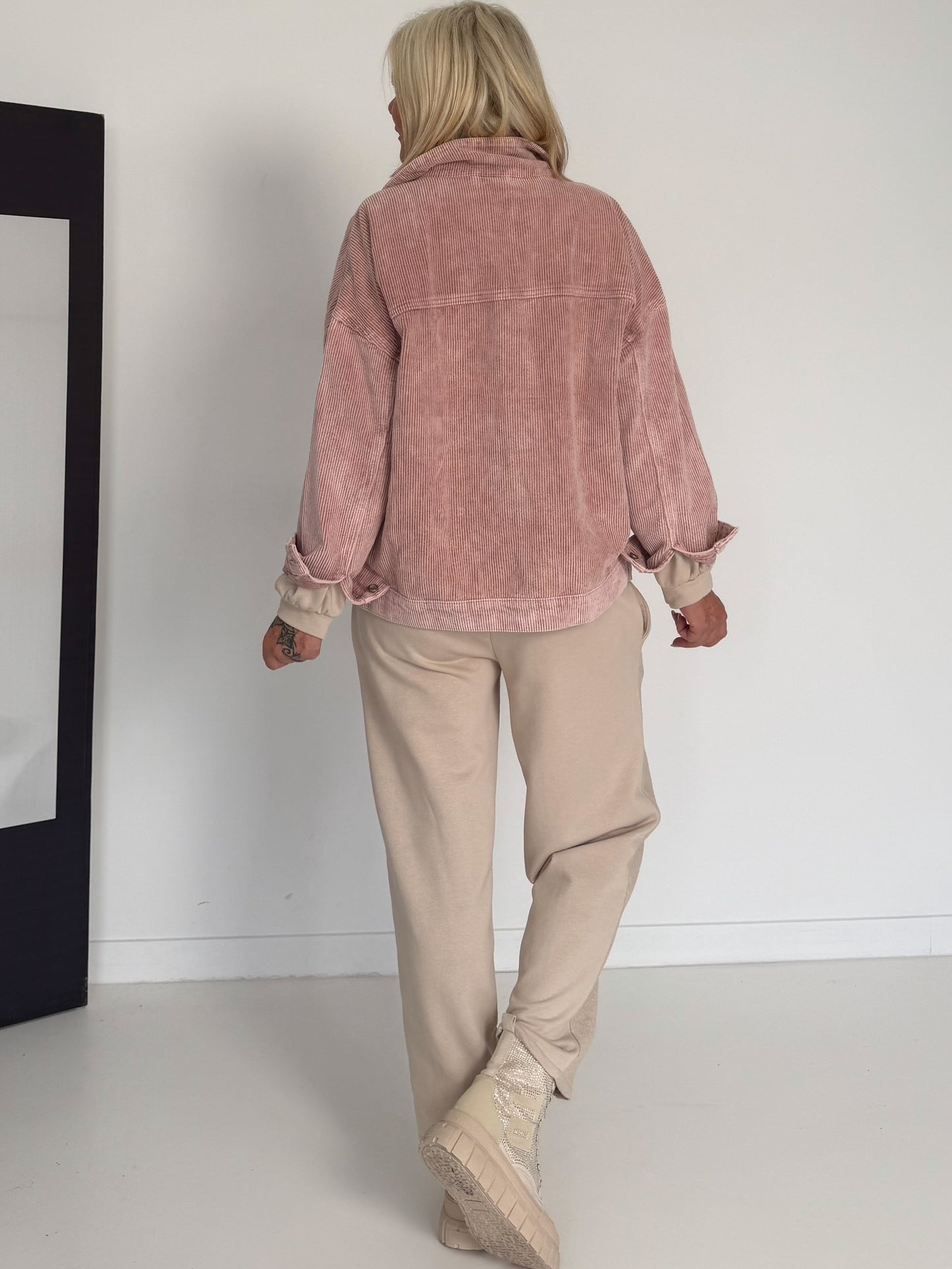Oversized Cordjacke - rosa