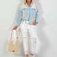Jeansjacke mit Häkelelementen - denim