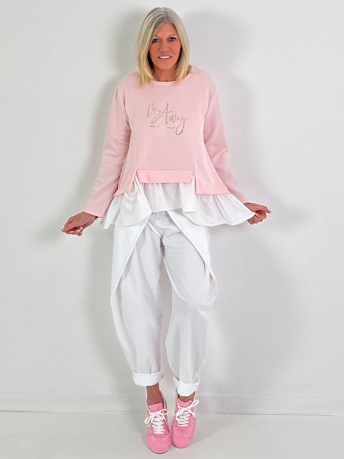 Casual broek met een wikkelmodel - wit