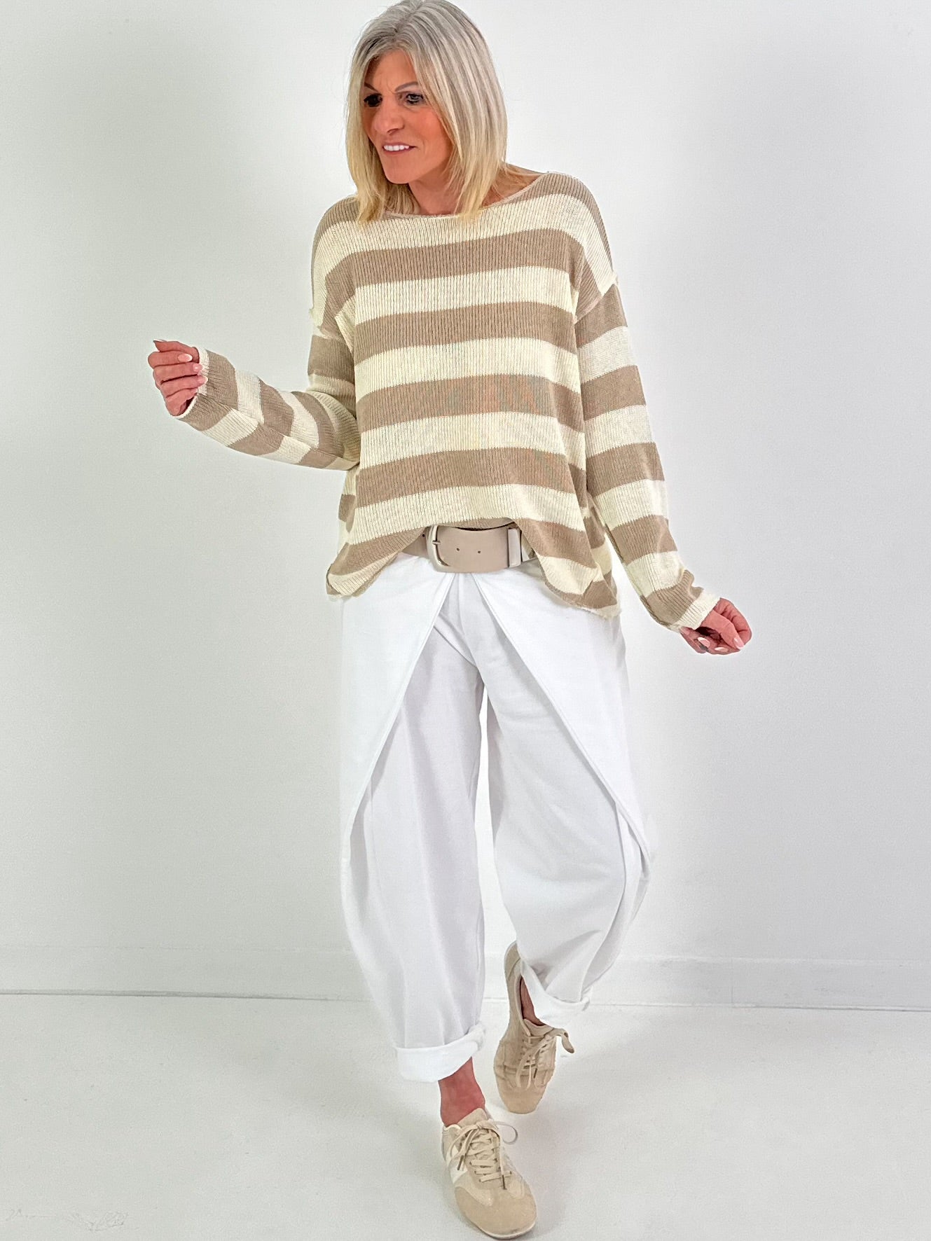 Pullover mit Streifen - beige-taupe ( lieferbar ab 30.01.26)