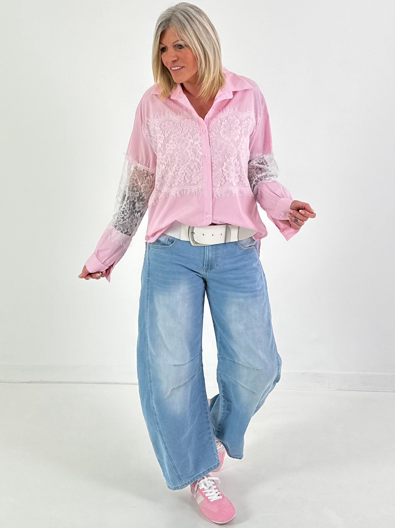 Stretchgürtel mit silberner Schnalle - weiss