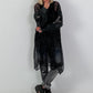 Stylish Long Mesh Shirt with Cross Details - black