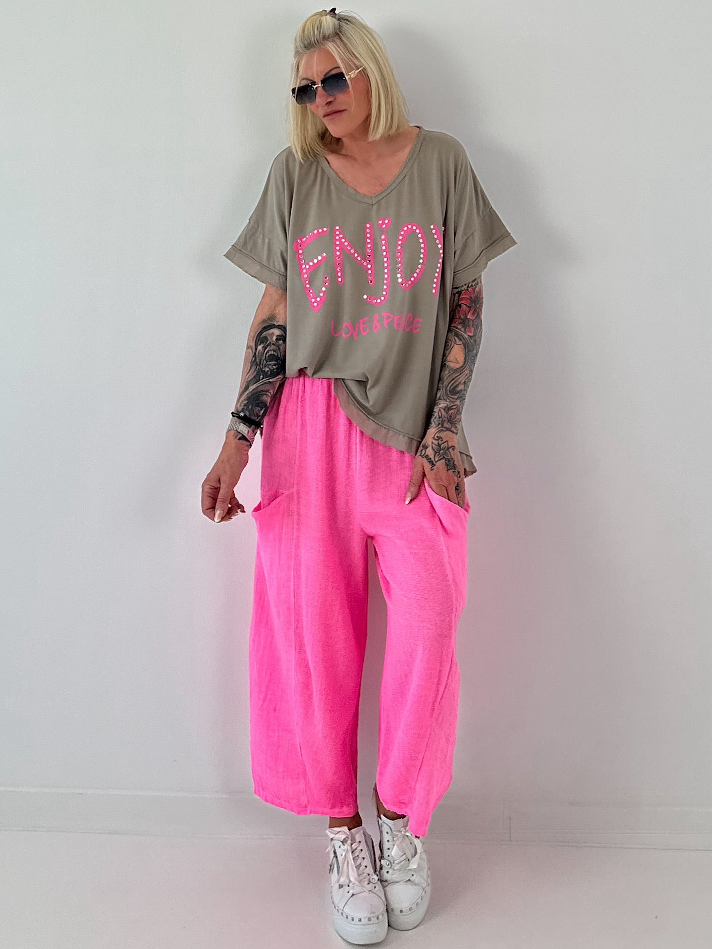 T-Shirt Smile - neon pink