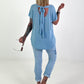 T-Shirt with Back Tie - Light Blue