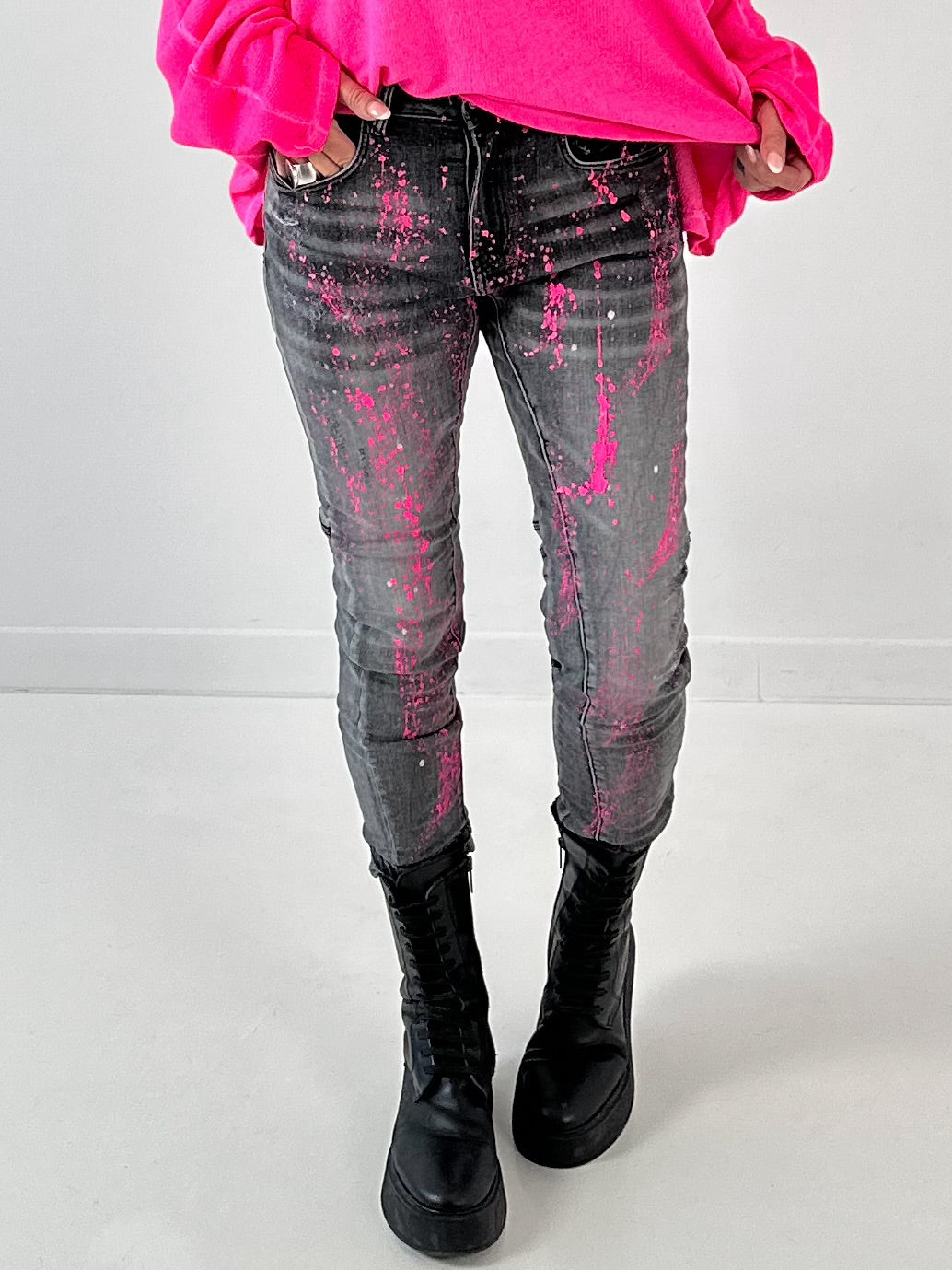 Jeans model "Pink Shot" - gray-pink