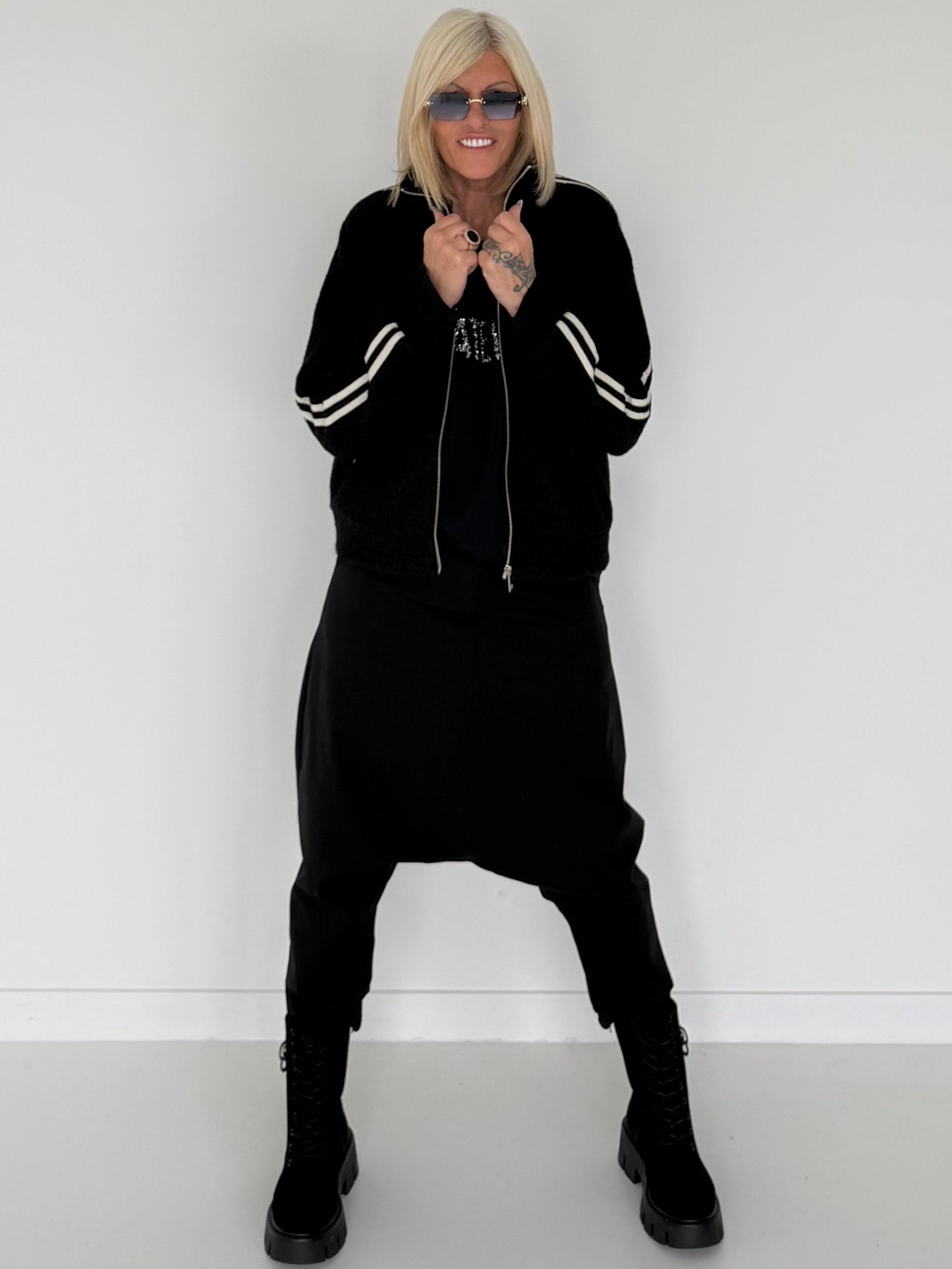 Jacke mit Streifen-Details - schwarz