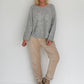Hose in Knit-Look mit elastischem Bund - beige