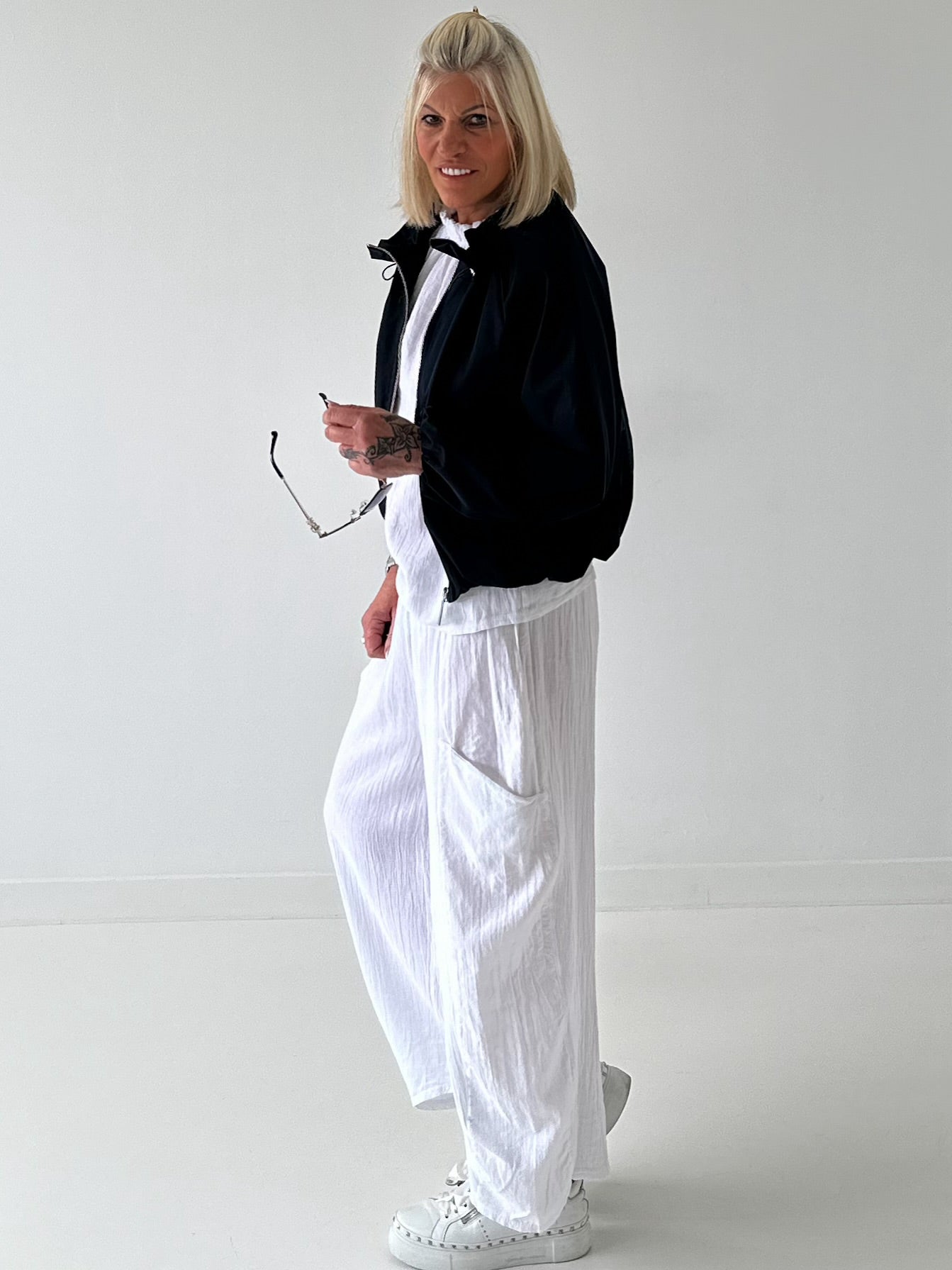 Ballon Jacke mit raffiniertem Kragen - dunkelblau