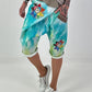 Short baggy shorts with overlap - beige