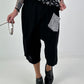 Kurze Leinen Baggy mit Überwurf und Paillettendetails - schwarz