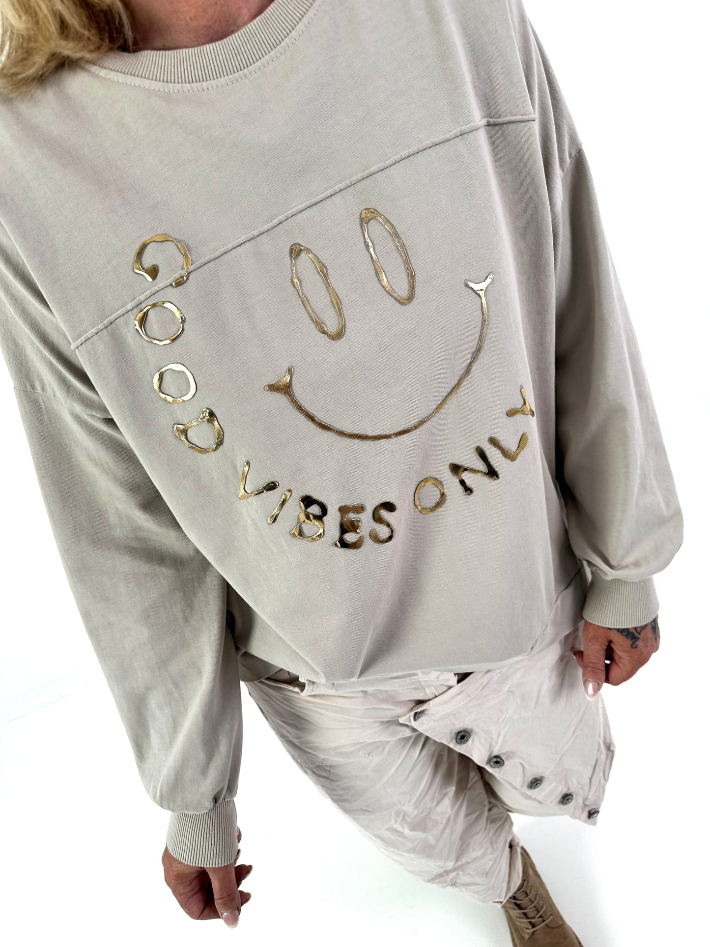 Sweater Good vibes only - beige