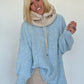 Faux-Fur Balaclava mit Strickkragen - beige