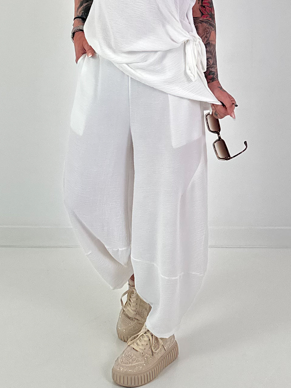 Lightweight Balloon Trousers - white