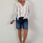 Tunic with Tie and Ruffles - White