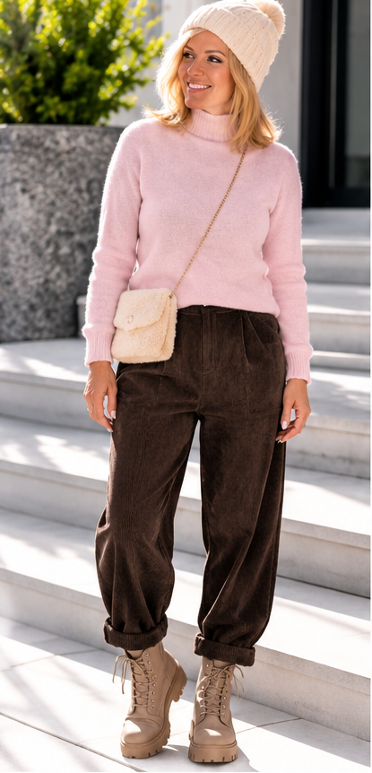 Mock-neck sweater - pink