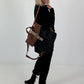 Backpack in vintage leather look - black