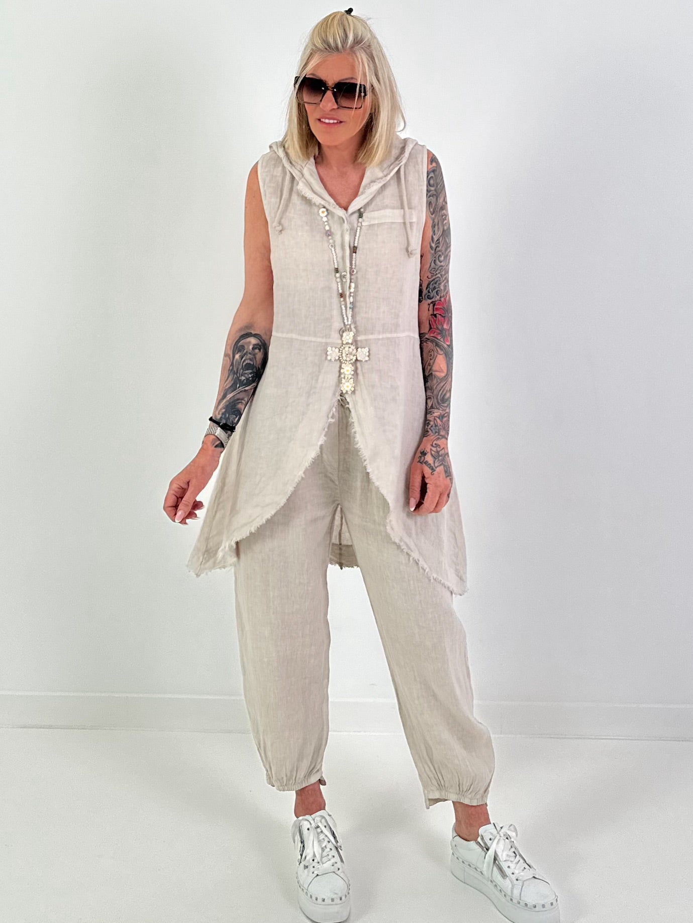 Linen two-piece set - beige