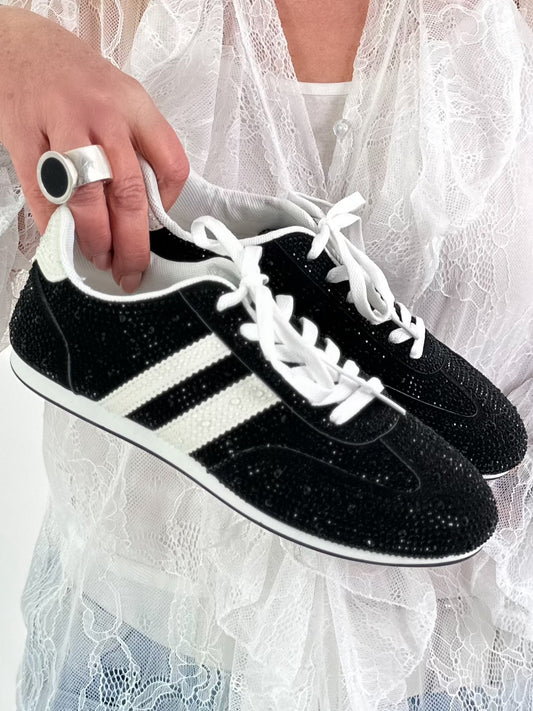 Sneaker mit Steinchen - schwarz