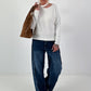 Knit sweater with cut-out - white