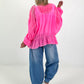 Tunic with flounce hem - neon pink