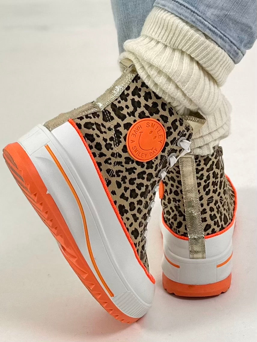 High sneaker model "Cat Boost" - leo-neon orange