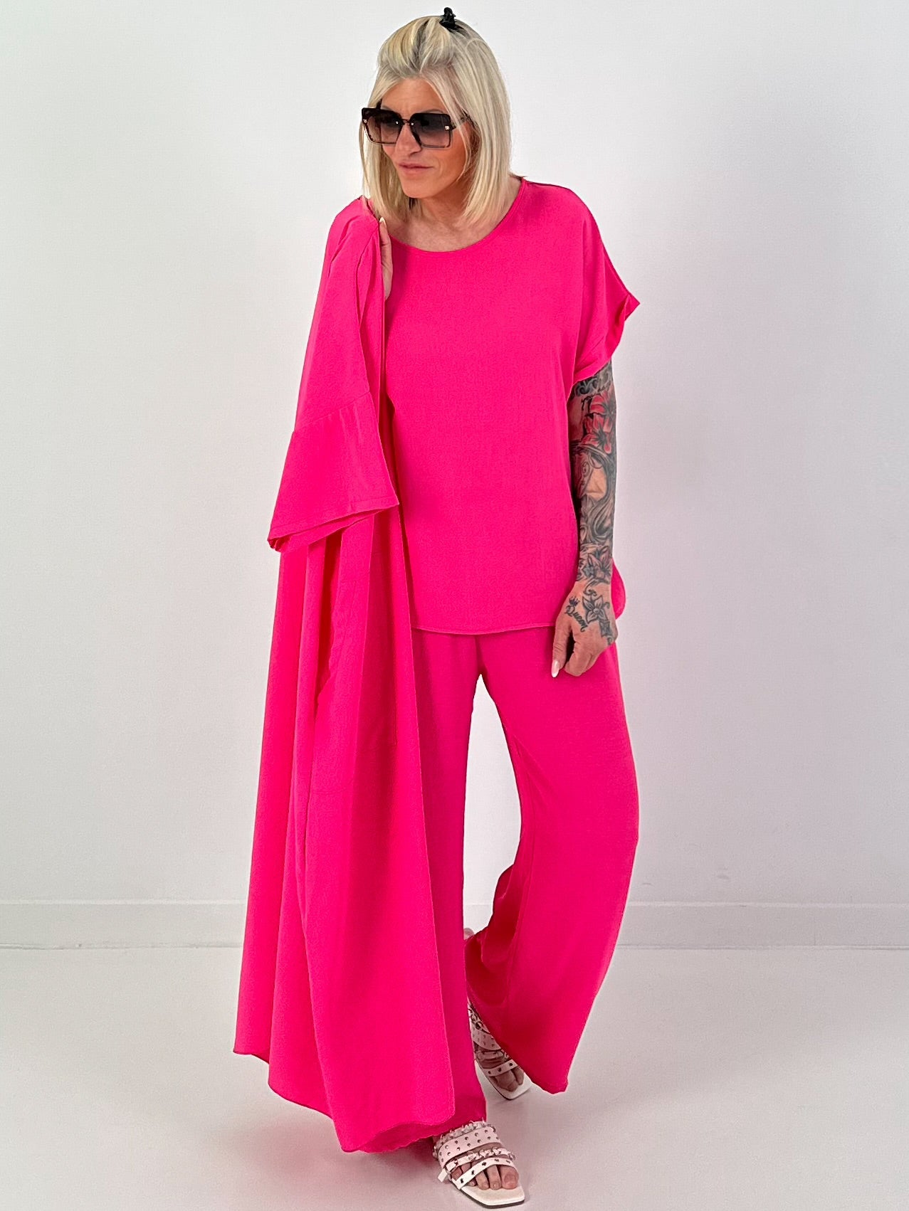 Leichter Long Mantel - pink