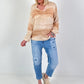 Silk tunic with gradient and heart details - beige multi-colored