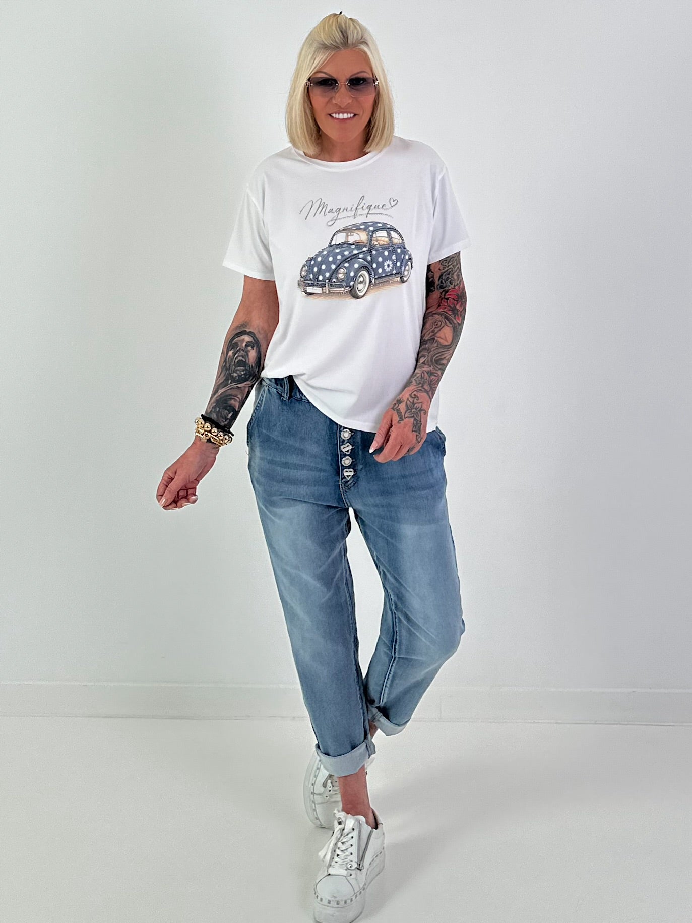 T-Shirt Magnifique - weiss-blau