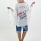 Shirt mit Print und Spitzen Layering - weiss-mehrfarbig