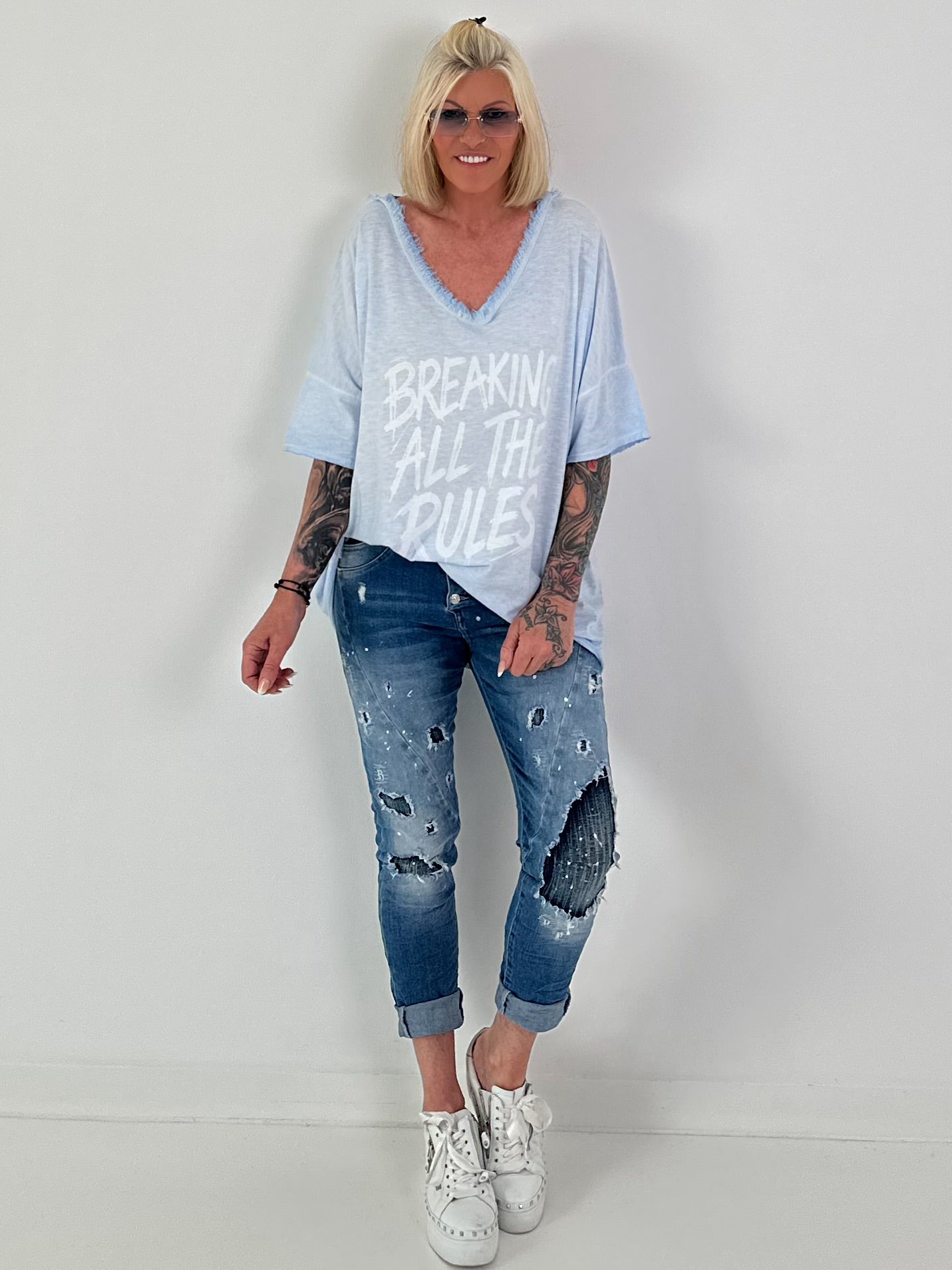 Oversized Shirt Breaking Rules - light blue