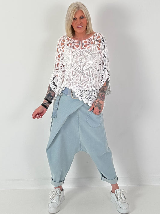 Häkelshirt mit Top - weiss