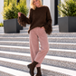 Pullover mit Trompetenärmeln im Fransen-Look - mokka