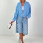Bomber jacket with gathered sleeves - light blue