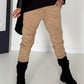 Hose in Wildlederoptik mit elastischem Bund - camel