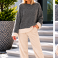 Pullover mit Kontrastsaum - anthrazit-beige