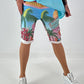 Short met all-over print - turquoise-roze-meerkleurig