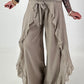 Wijde broek met bindstrook - taupe