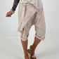 Short baggy shorts with overlap - beige