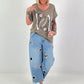 T-Shirt mit Leo Schuhprint - taupe