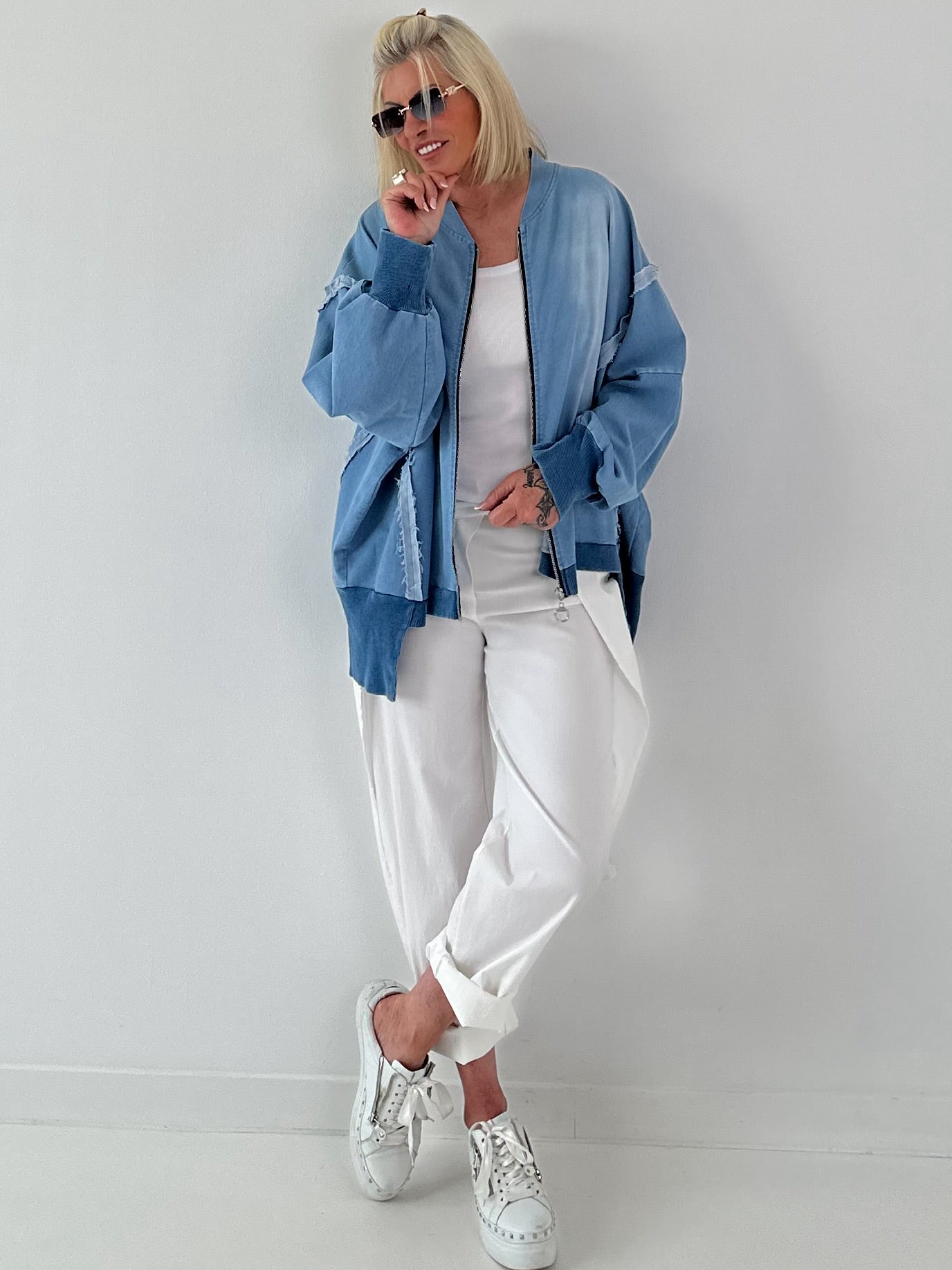 Oversized Jeansjacke - hellblau